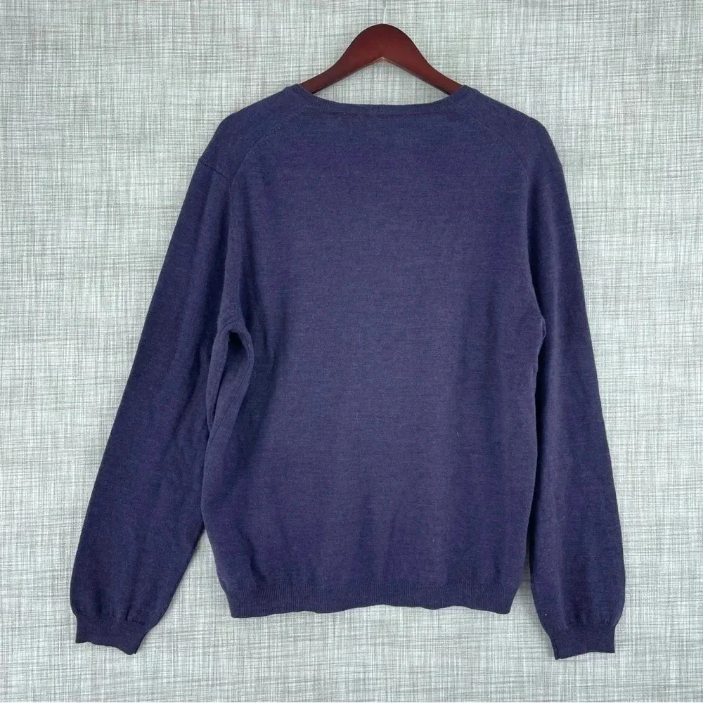 Calvin Klein Mens Size L long sleeve merino wool navy blue sweateer 0126